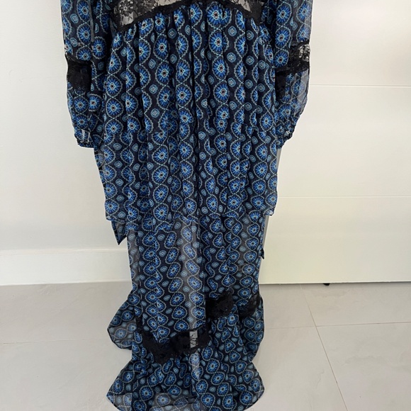 MISA Los Angeles Sansia Maxi Dress NWT Blue Lace Flowing Work Party Trendy - Picture 8 of 17